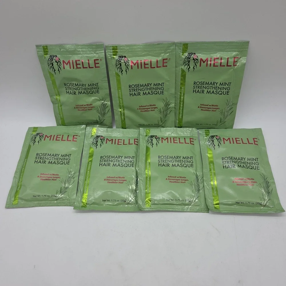 Lot Of 7 MIELLE Rosemary Mint Biotin Strengthening Hair Mask Single 1.75 oz Pack
